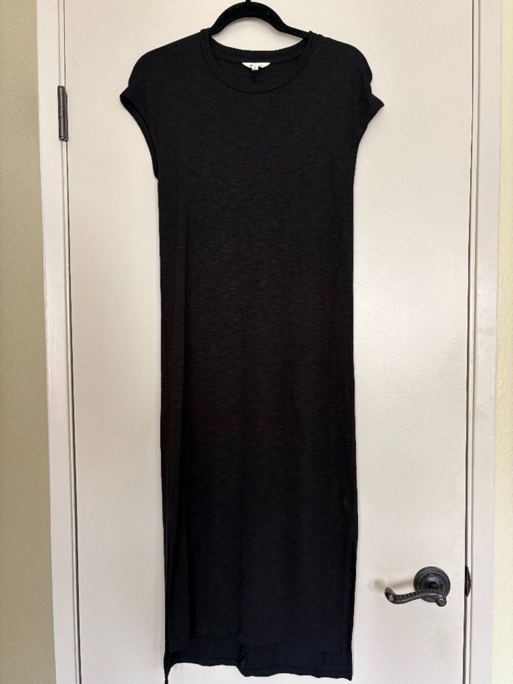 Madewell Black Cotton Midi Cap‑Sleeve T‑Shirt Dress — Size XS
